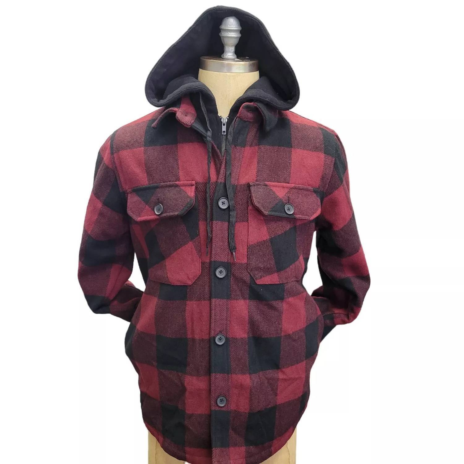 New Hedge Men's Sherpa Plaid Jacket In Red
